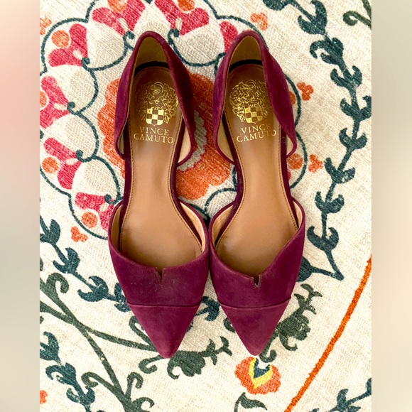 Vince Camuto Shoes - Vince Camuto - ‘Halia’ d’Orsay Suede Flat - Burgandy, Size 6M